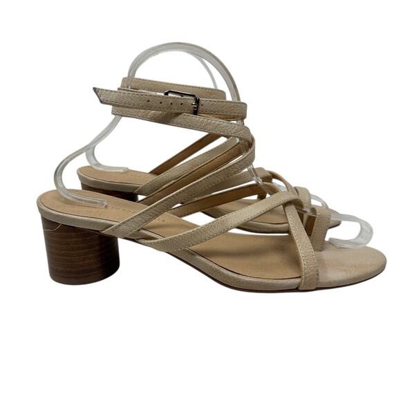 Anthropologie Quinn Strappy Heels Lace-Up Sandals Shoes Beige Tan Size 7.5 - Picture 8 of 15